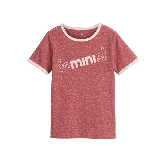 Feminist Ringer Tee, Vintage Red - Tees - 1