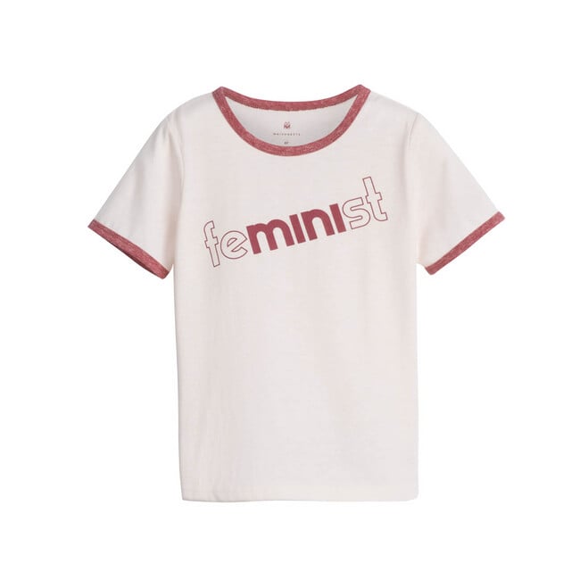Feminist Ringer Tee, Cream - Tees - 1