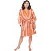 Women's Short Stripe Robe, Tart - Robes - 1 - thumbnail