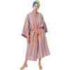 Women's Long Stripe Robe, Soak - Robes - 1 - thumbnail