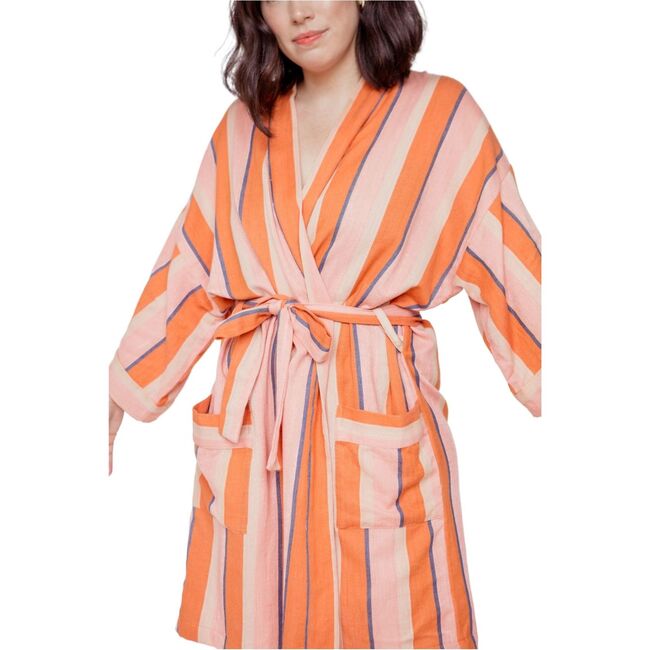 Women's Short Stripe Robe, Tart - Robes - 3