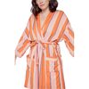 Women's Short Stripe Robe, Tart - Robes - 3