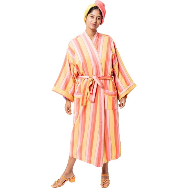 Women's Long Stripe Robe, Hush - Robes - 1