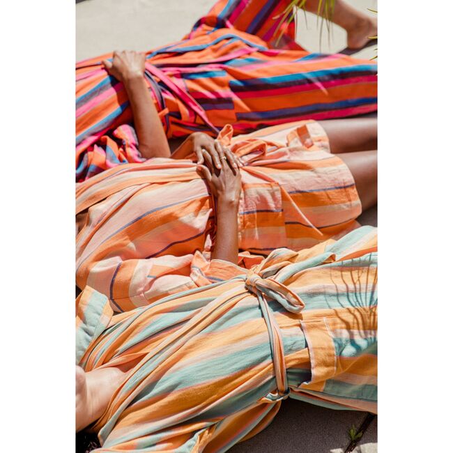 Women's Short Stripe Robe, Tart - Robes - 7