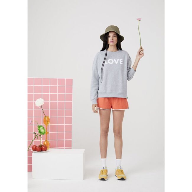 Women's Oversized Love Sweatshirt, Heather Grey - Sweatshirts - 3