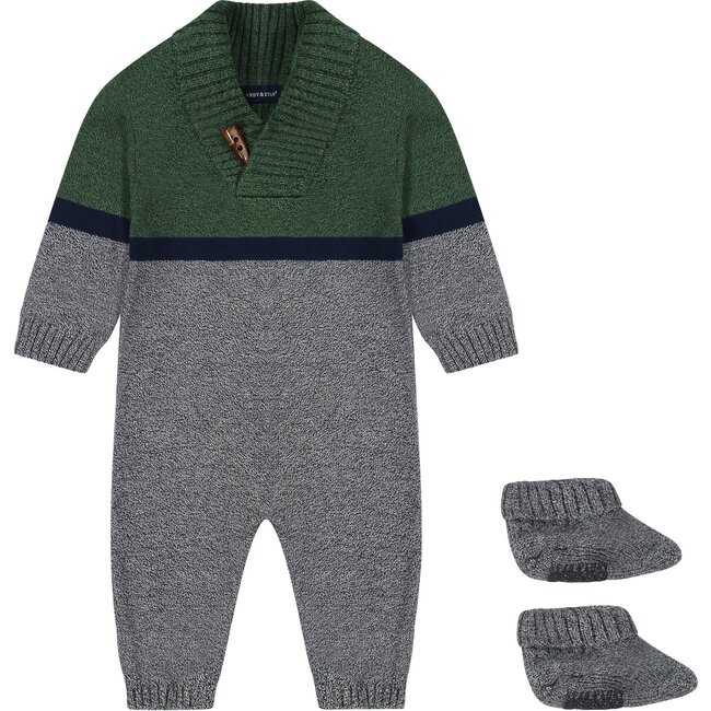 Baby Sweater Knit Coverall, Green