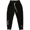 Black Embroidered Terry Sweatpants, Hey Girlie - Sweatpants - 1 - thumbnail