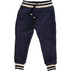 Paperclip Embroidered Bottoms, Dark Blue - Sweatpants - 1 - thumbnail