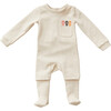 Onesie with Embroidered Paperclip Pocket, Ivory - Onesies - 1 - thumbnail
