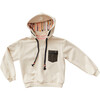 Mock-Neck Pocket Hoodie, Ivory - Sweatshirts - 1 - thumbnail