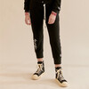 Black Embroidered Terry Sweatpants, Hey Girlie - Sweatpants - 2