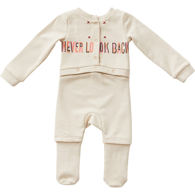 Onesie with Embroidered Paperclip Pocket, Ivory - Onesies - 2