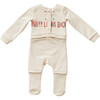 Onesie with Embroidered Paperclip Pocket, Ivory - Onesies - 2 - thumbnail
