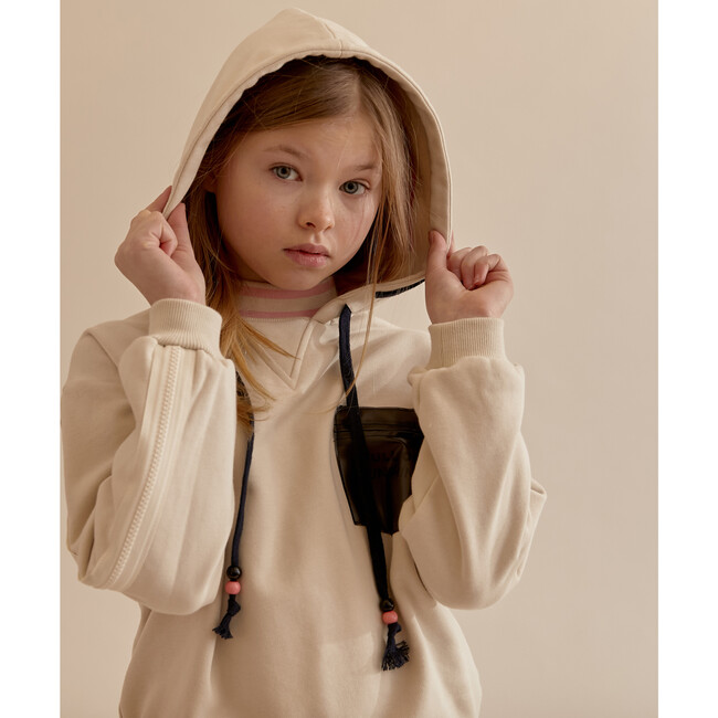 Mock-Neck Pocket Hoodie, Ivory - Sweatshirts - 3