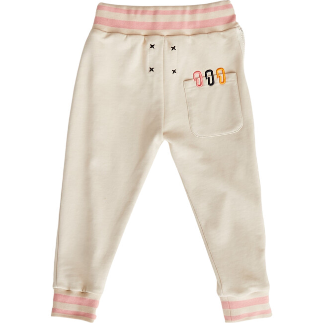 Paperclip Embroidered Bottoms, Ivory - Sweatpants - 2