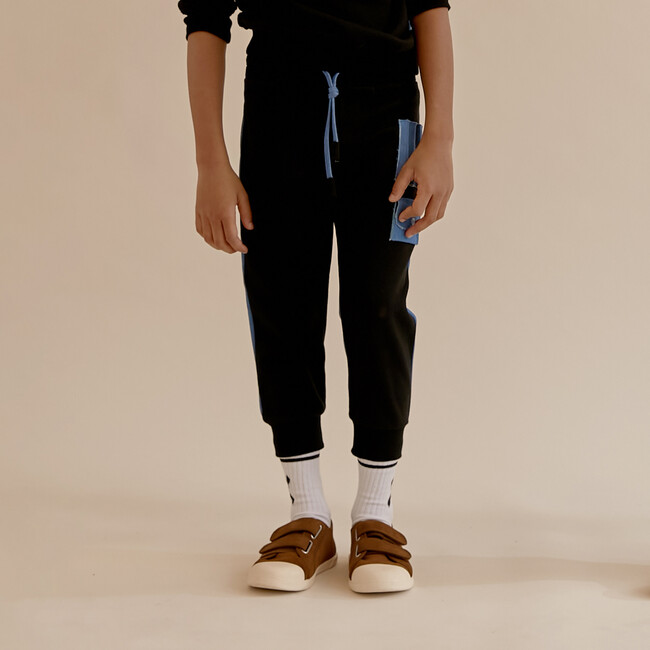 Cotton and Denim Sweatpants, Black - Sweatpants - 3