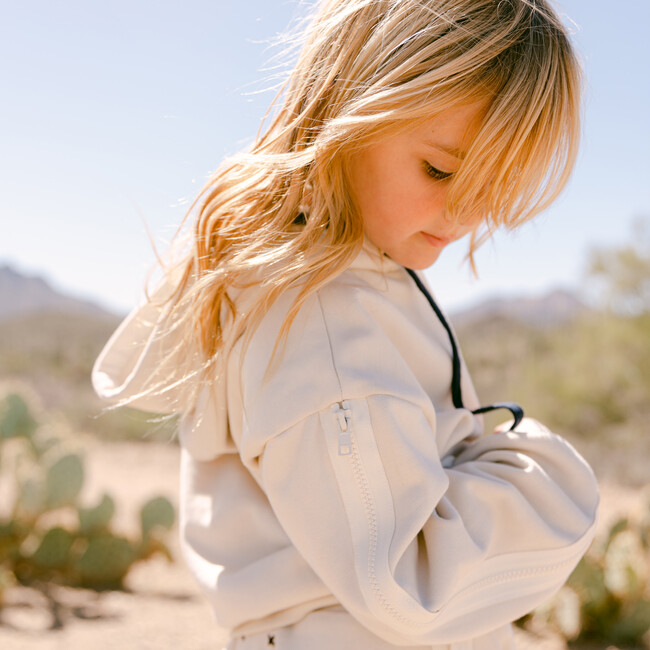 Mock-Neck Pocket Hoodie, Ivory - Sweatshirts - 4
