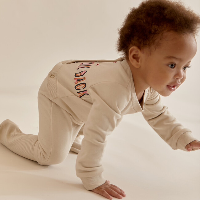 Onesie with Embroidered Paperclip Pocket, Ivory - Onesies - 4