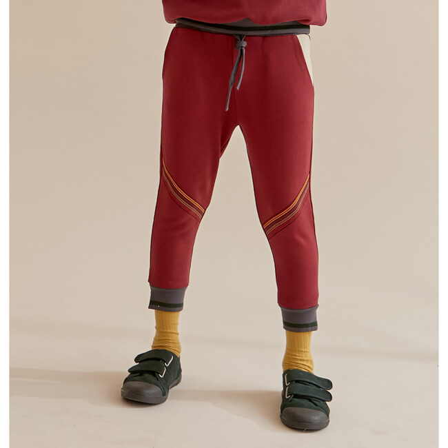 Two-Tone Sweatpants, Burdundy - Sweatpants - 3