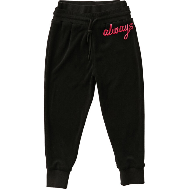 Black and Pink Terry Emroidered Sweatpants, Always