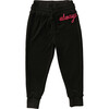 Black and Pink Terry Emroidered Sweatpants, Always - Sweatpants - 1 - thumbnail