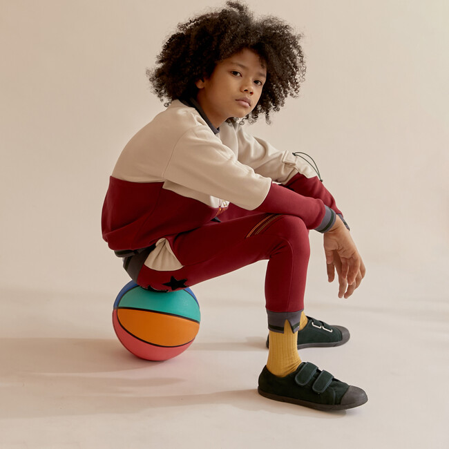 Two-Tone Sweatpants, Burdundy - Sweatpants - 4