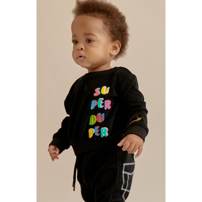 Black Terry Sweatshirt, Super Duper - Sweatshirts - 3