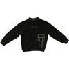 Black Terry Emroidered Sweatshirt, Be Colorful - Sweatshirts - 2 - thumbnail