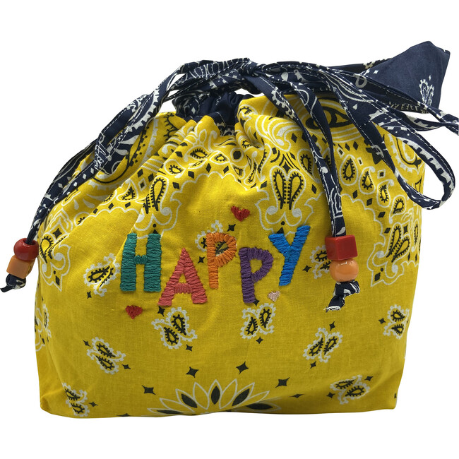 Maxi Happy Bucket Bag, Smiley Yellow & Navy