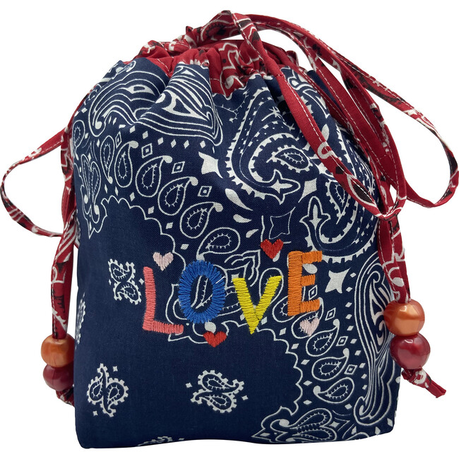 Mini Love Bucket Bag, Navy & Real Red