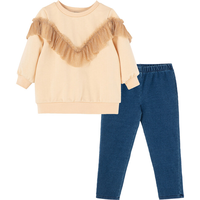 Chiffon Ruffle Pant Set, Khaki