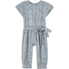 Front Tie Hatchi Jumpsuit, Grey Heather - Rompers - 1 - thumbnail