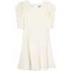 Puff Sleeve Flounce Dress, Off-White - Dresses - 1 - thumbnail