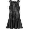Faux Leather Flounce Dress, Black - Dresses - 1 - thumbnail