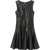 Faux Leather Flounce Dress, Black - Dresses - 2