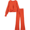 Waffle Knit Pant Set, Rust - Mixed Apparel Set - 1 - thumbnail