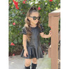 Faux Leather Flounce Dress, Black - Dresses - 2