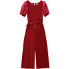 Striped Velour Jumpsuit, Red - Rompers - 1 - thumbnail