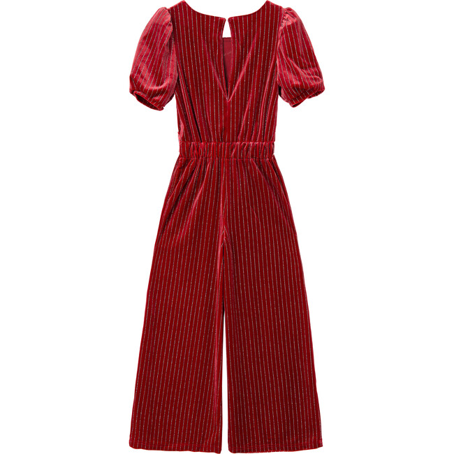 Striped Velour Jumpsuit, Red