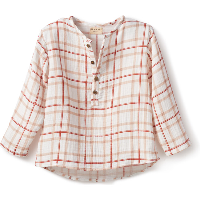 Nico Shirt, Gauze Red Squares - Shirts - 1