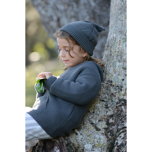 Gnome Knit Bonnet, Cotton Petrol - Hats - 2