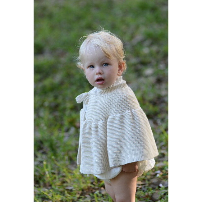 Cecilia Knit Cape, Cotton Natural - Jackets - 2