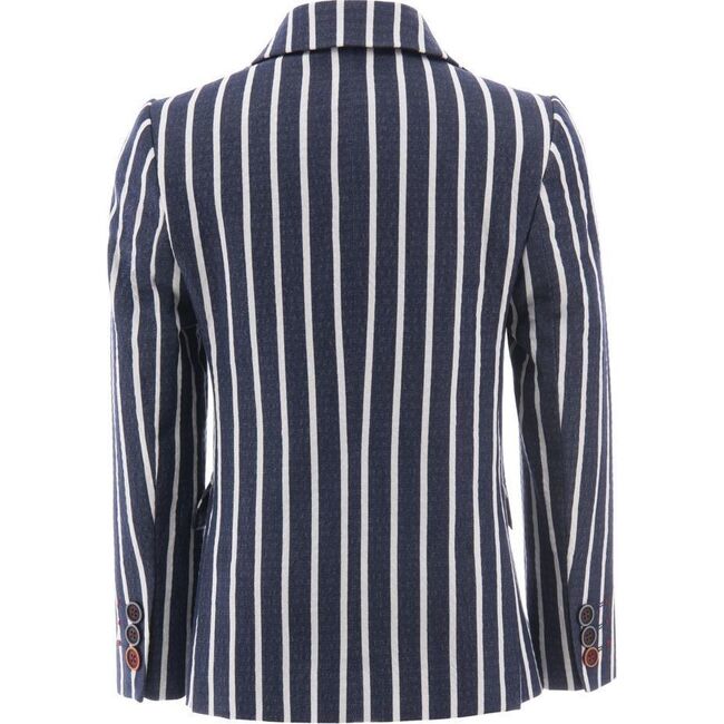 Striped Embroidered Blazer, Navy
