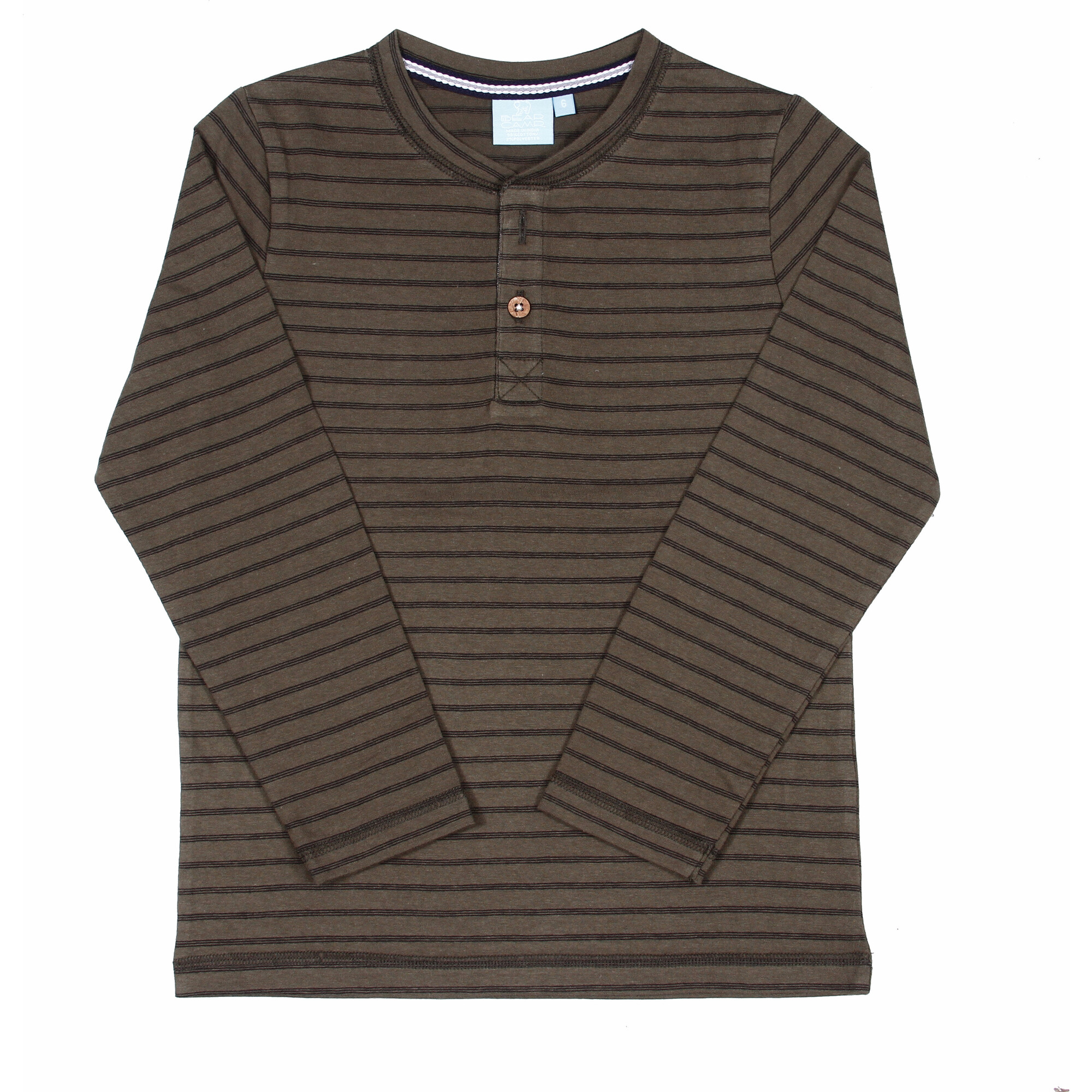 Ray Striped Henley, Thyme - Shirts - 1