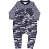 Channing Camouflage Henley Romper, True Navy - Rompers - 1 - thumbnail