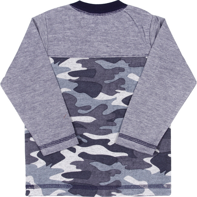 Channing Camouflage Henley Tee, True Navy
