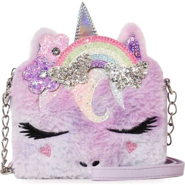Miss Gwen Rainbow Crown Lavender Tie Dye Plush Crossbody, Purple