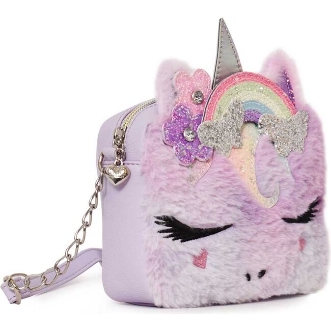 Miss Gwen Rainbow Crown Lavender Tie Dye Plush Crossbody, Purple