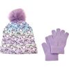 Miss Gwen Ombre Print PomPom Hat & Gloves Set, Purple - Hats - 1 - thumbnail