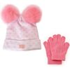 Miss Bella Hearts PomPom Hat & Gloves Set, Pink - Hats - 3 - thumbnail